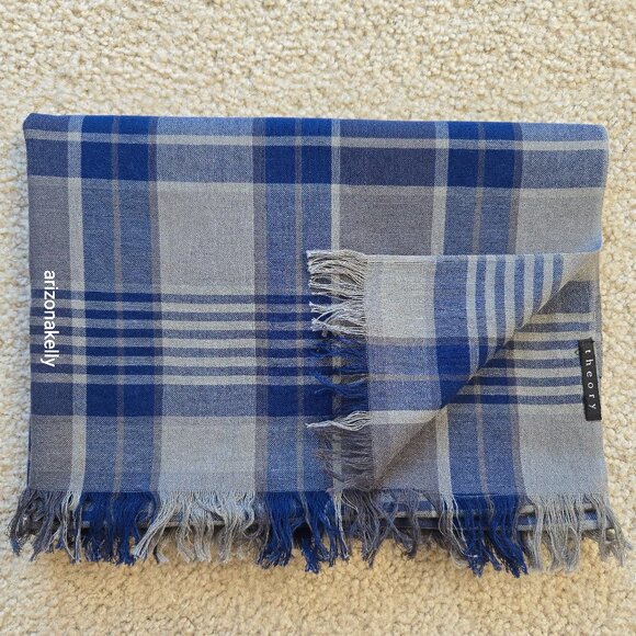 Theory Accessories - Theory Scarf in Blue & Grey Plaid
